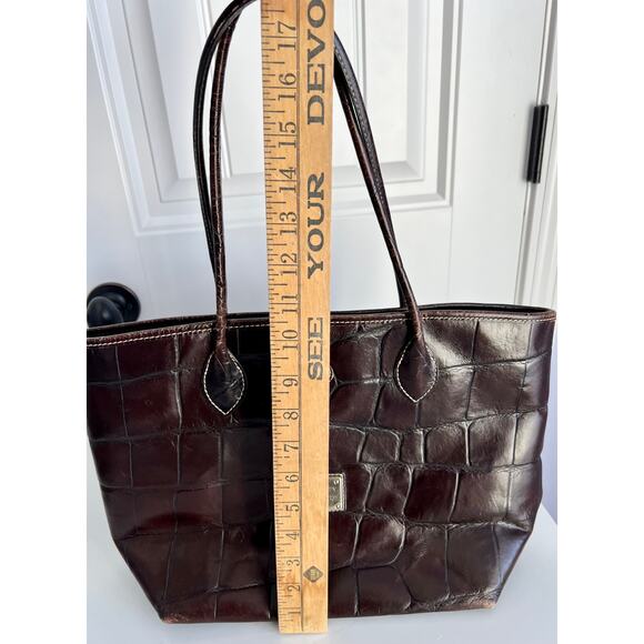 Dooney & Bourke Croc Embossed Shoulder Bag - Dark Brown - Picture 4 of 13